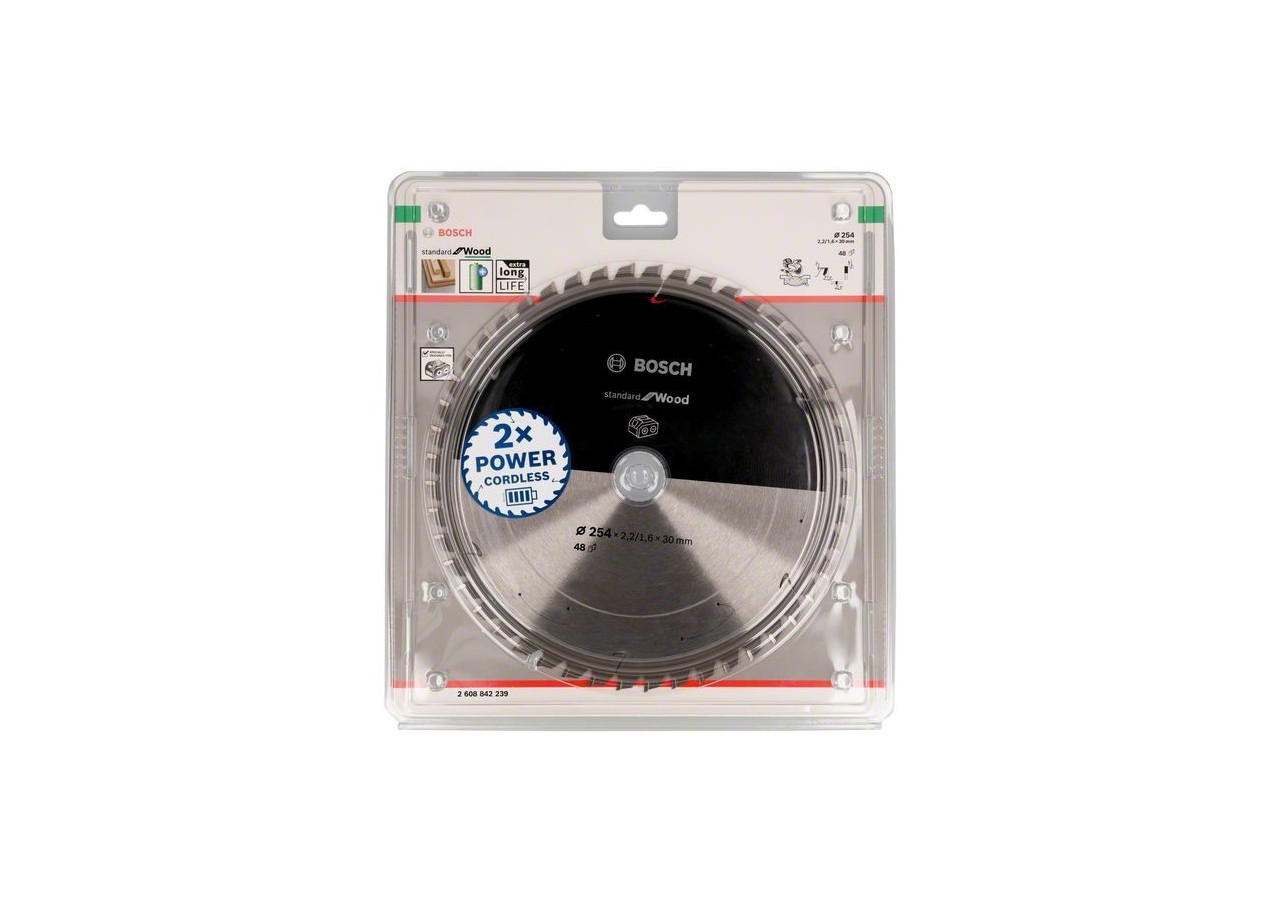 Lame scie circulaire Sans-fil STD Bois 254x30x2,2mm  48D - 2608842239 - Bosch