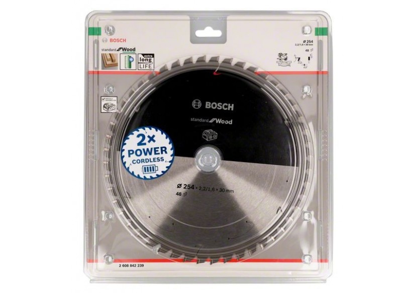 Lame scie circulaire Sans-fil STD Bois 254x30x2,2mm  48D - 2608842239 - Bosch