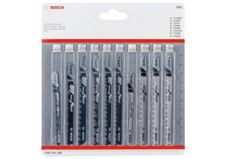 Lames de scie sauteuse, jeux de 10 pièces (emmanchement à simple accroche) - 2607011169 - Bosch