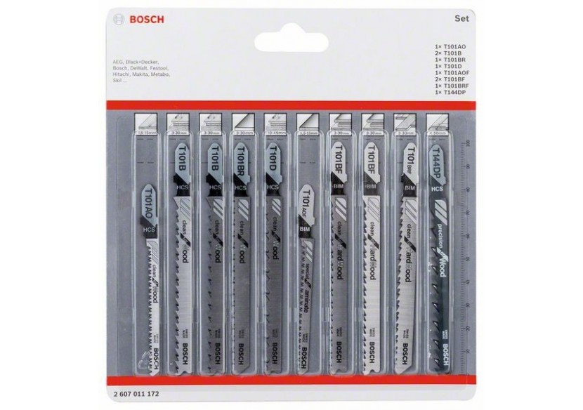 Lames de scie sauteuse, jeux de 10 pièces (emmanchement à simple accroche) - 2607011172 - Bosch