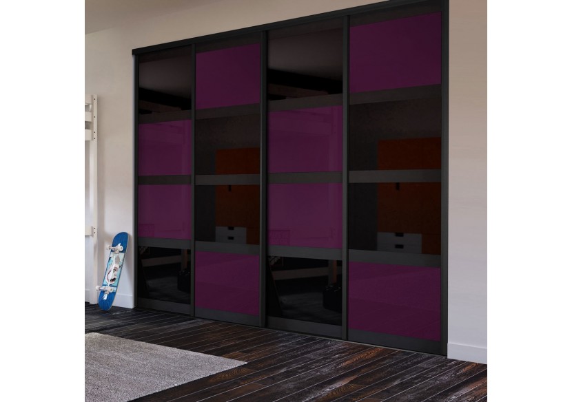 Façade de placard coulissante 4 portes Rio de Janeiro verre laqué - Kazed : Confort'Mat