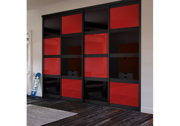 Façade de placard coulissante 4 portes Rio de Janeiro verre laqué - Kazed : Confort'Mat 2