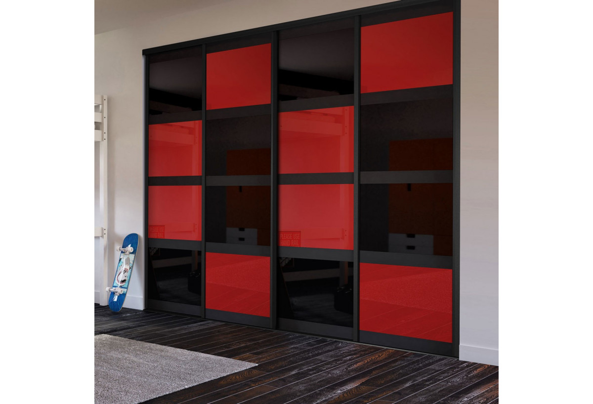 Façade de placard coulissante 4 portes Rio de Janeiro verre laqué - Kazed : Confort'Mat
