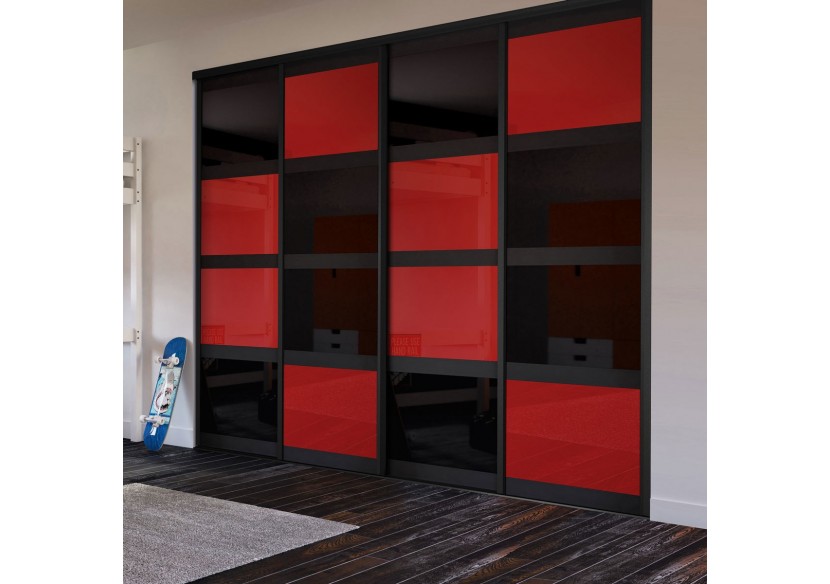 Façade de placard coulissante 4 portes Rio de Janeiro verre laqué - Kazed : Confort'Mat