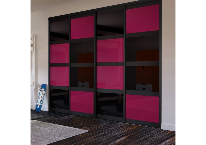 Façade de placard coulissante 4 portes Rio de Janeiro verre laqué - Kazed : Confort'Mat