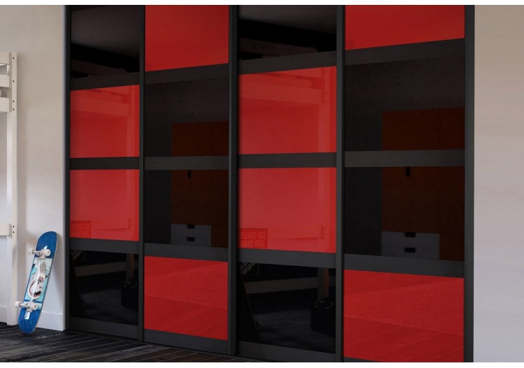 Façade de placard coulissante 4 portes Rio de Janeiro verre laqué - Kazed : Confort'Mat