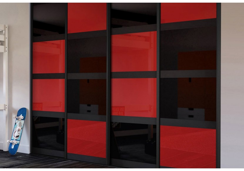 Façade de placard coulissante 4 portes Rio de Janeiro verre laqué - Kazed : Confort'Mat