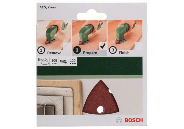 Lot de feuilles abrasives de 5 pièces pour ponceuses Delta G : 120 - 2609256A58 - Bosch