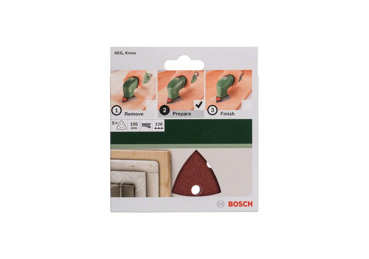 Lot de feuilles abrasives de 5 pièces pour ponceuses Delta G : 120 - 2609256A58 - Bosch