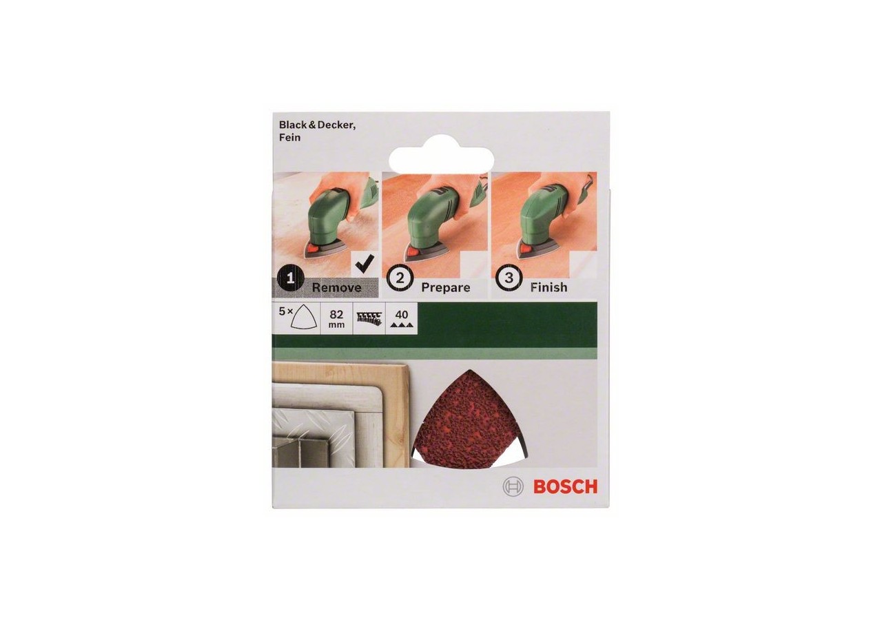 Lot de feuilles abrasives de 5 pièces pour ponceuses Delta G : 40 - 2609256A42 - Bosch