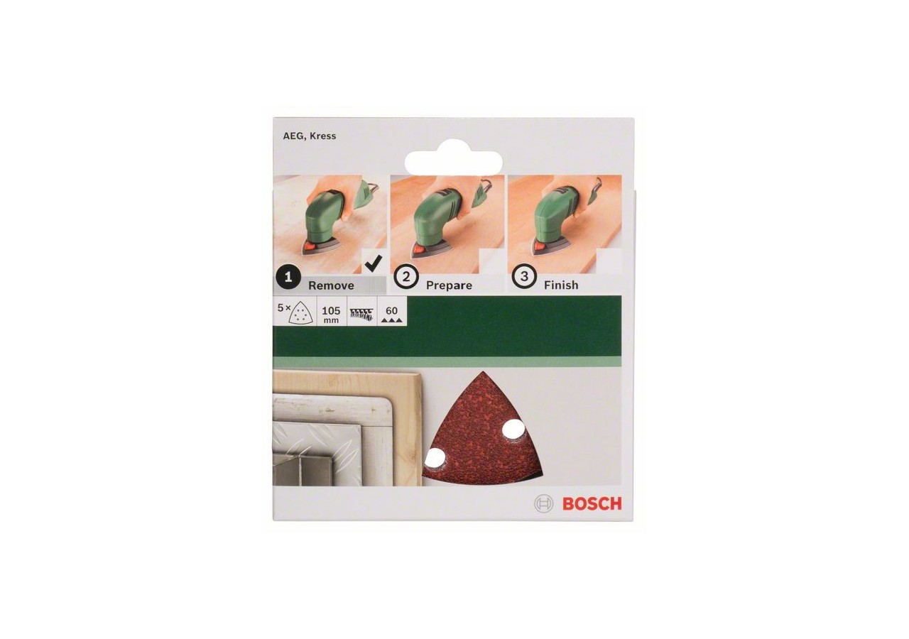 Lot de feuilles abrasives de 5 pièces pour ponceuses Delta G : 60 - 2609256A56 - Bosch