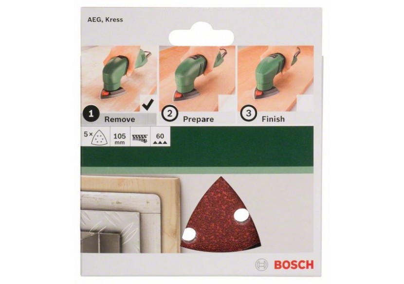 Lot de feuilles abrasives de 5 pièces pour ponceuses Delta G : 60 - 2609256A56 - Bosch