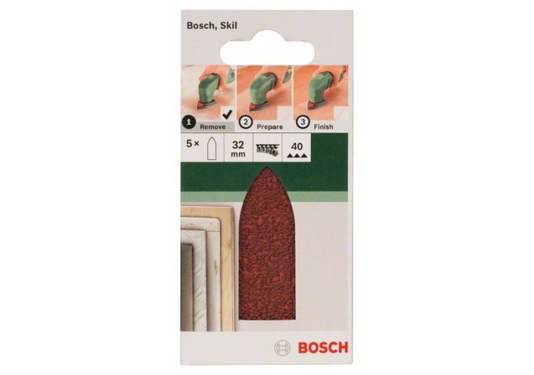 Lot de feuilles abrasives de 5 pièces pour ponceuses Delta, adaptateur G : 40 - 2609256A36 - Bosch