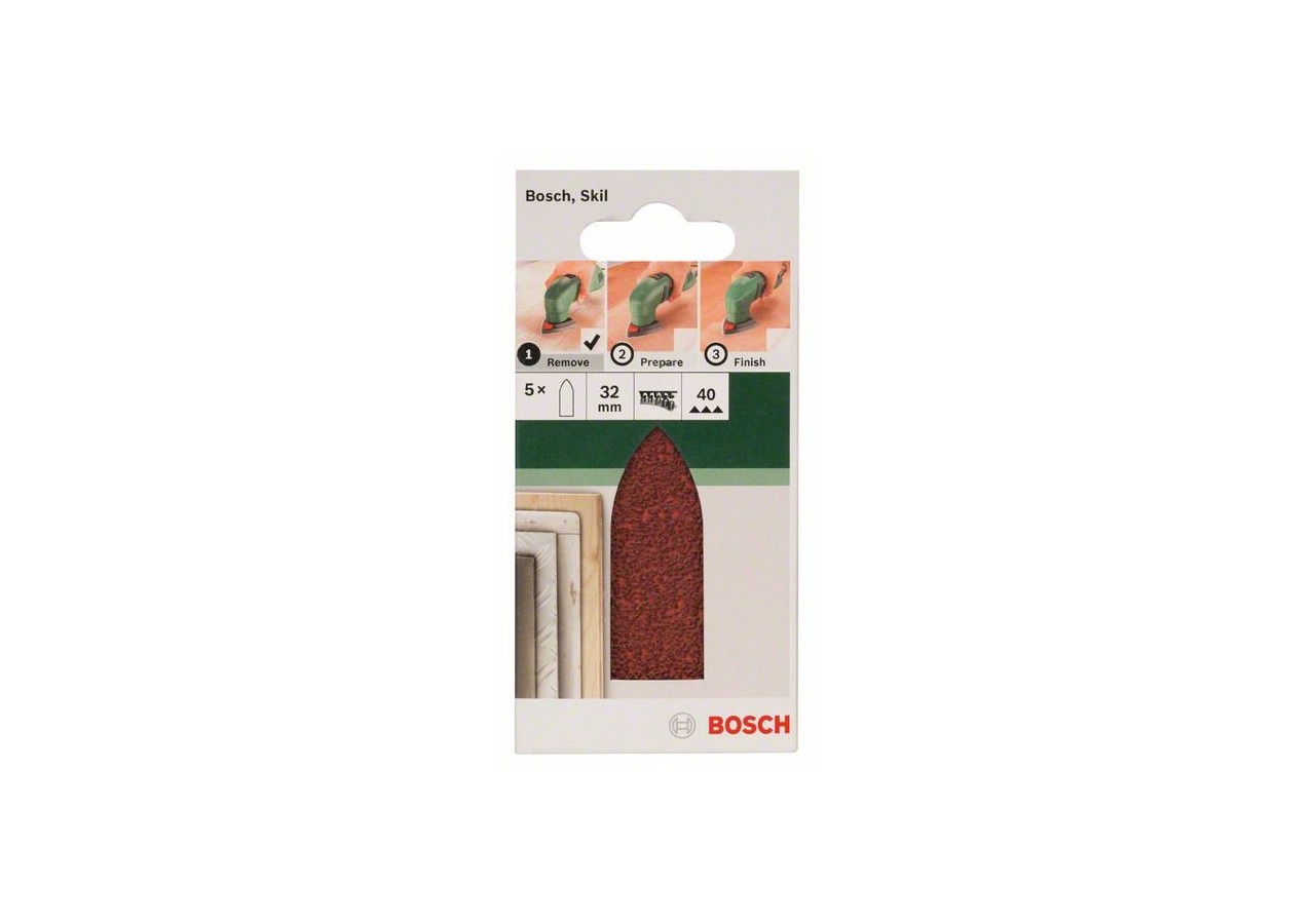 Lot de feuilles abrasives de 5 pièces pour ponceuses Delta, adaptateur G : 40 - 2609256A36 - Bosch