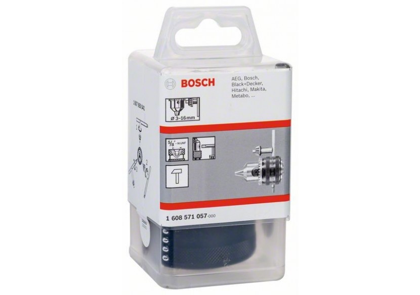 Mandrins à clé jusqu’à 16 mm 3 – 16 mm, 5/8" - 16 - 1608571057 - Bosch Mandrins à clé jusqu’à 16 mm 3 – 16 mm, 5/8" - 16 - 1608571057 - Bosch