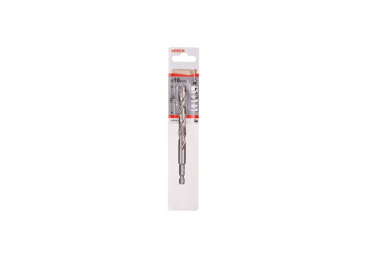 Mèche à bois hélicoïdale, queue six pans 1/4" 10 x 87 x 133 mm - 2608595524 - Bosch