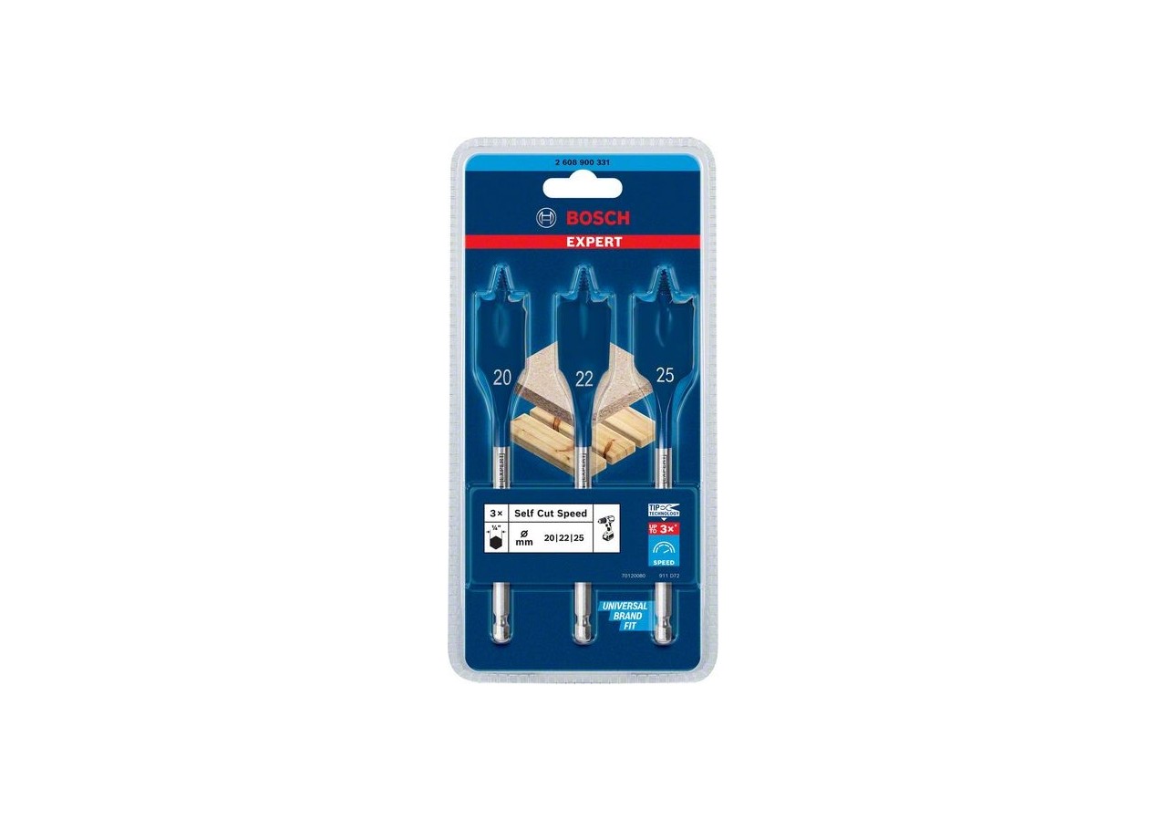 Mèche plate Expert SelfCut Speed 20/22/25 mm 3 pces - 2608900331 - Bosch