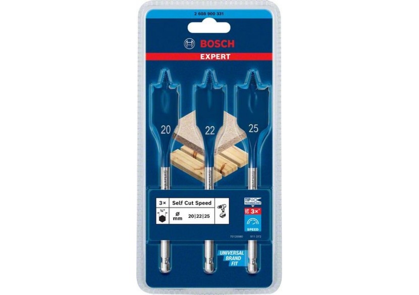 Mèche plate Expert SelfCut Speed 20/22/25 mm 3 pces - 2608900331 - Bosch