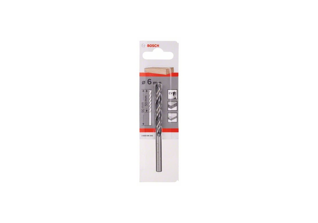 Mèches hélicoïdales à bois Standard 6 x 57 x 93 mm, d 6 mm Pack de 1 - 2608596303 - Bosch