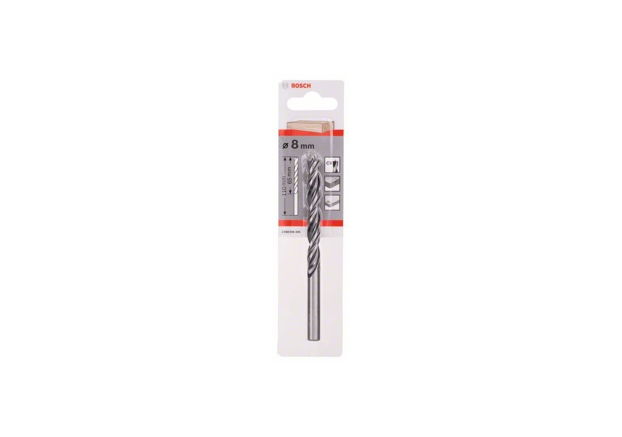 Mèches hélicoïdales à bois Standard 8 x 75 x 117 mm, d 8 mm Pack de 1 - 2608596305 - Bosch