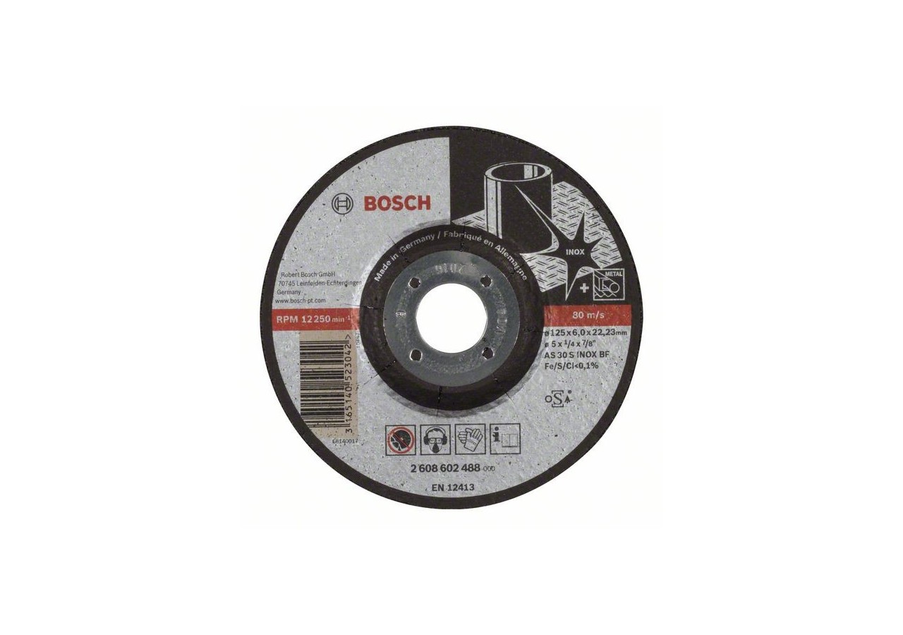 Meule à ébarber à moyeu déporté Expert for Inox AS 30 S INOX BF, 125 mm, 6,0 mm - 2608602488 - Bosch