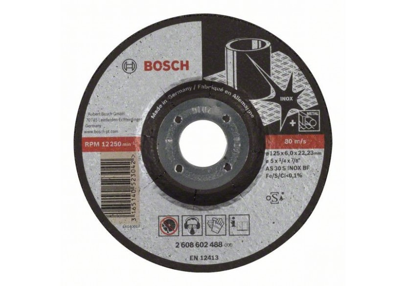 Meule à ébarber à moyeu déporté Expert for Inox AS 30 S INOX BF, 125 mm, 6,0 mm - 2608602488 - Bosch Meule à ébarber à moyeu déporté Expert for Inox AS 30 S INOX BF, 125 mm, 6,0 mm - 2608602488 - Bosch