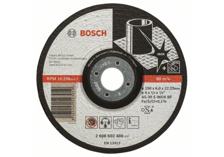 Meule à ébarber à moyeu déporté Expert for Inox AS 30 S INOX BF, 150 mm, 6,0 mm - 2608602489 - Bosch