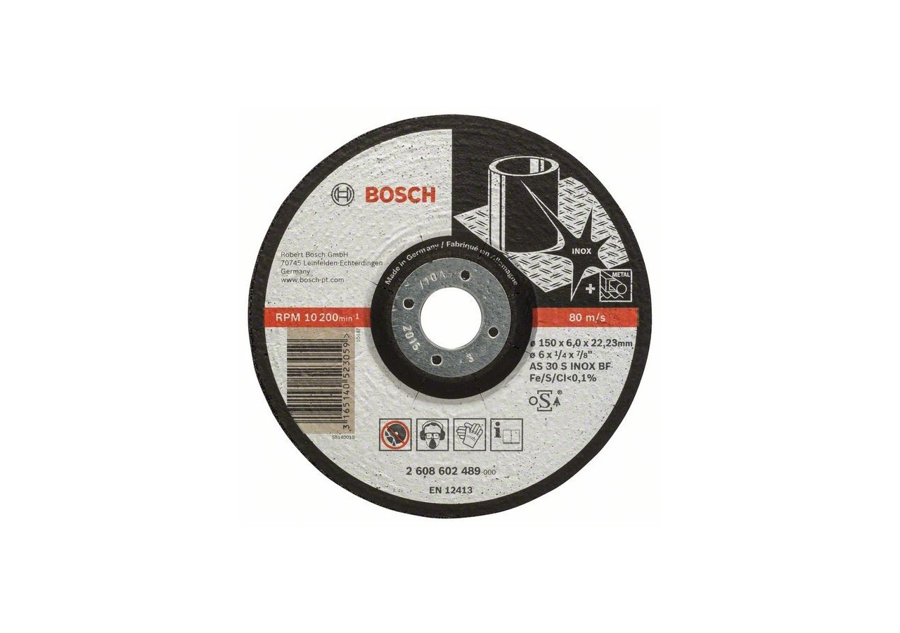 Meule à ébarber à moyeu déporté Expert for Inox AS 30 S INOX BF, 150 mm, 6,0 mm - 2608602489 - Bosch