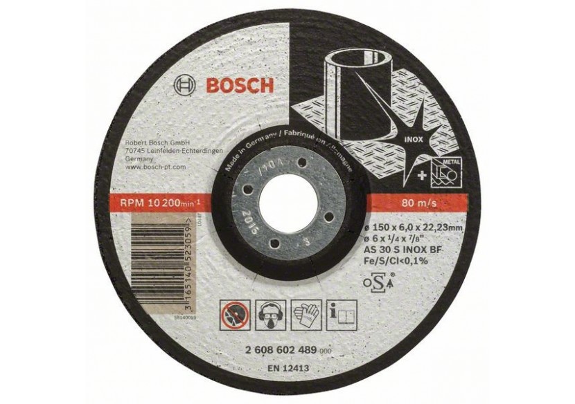 Meule à ébarber à moyeu déporté Expert for Inox AS 30 S INOX BF, 150 mm, 6,0 mm - 2608602489 - Bosch Meule à ébarber à moyeu déporté Expert for Inox AS 30 S INOX BF, 150 mm, 6,0 mm - 2608602489 - Bosch
