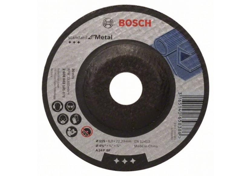 Meule à ébarber à moyeu déporté Standard for Metal A 24 P BF, 115 mm, 22,23 mm, 6,0 mm - 2608603181 - Bosch Meule à ébarber à moyeu déporté Standard for Metal A 24 P BF, 115 mm, 22,23 mm, 6,0 mm - 2608603181 - Bosch