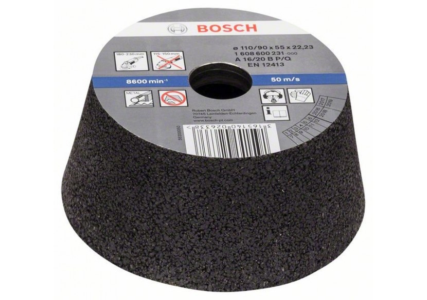 Meule boisseau conique, métal/fonte 90 mm, 110 mm, 55 mm, 16 - 1608600231 - Bosch Meule boisseau conique, métal/fonte 90 mm, 110 mm, 55 mm, 16 - 1608600231 - Bosch
