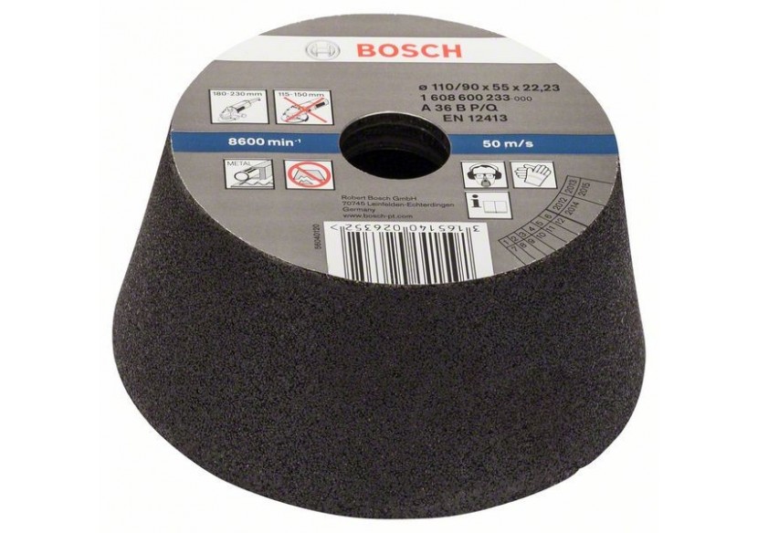 Meule boisseau conique, métal/fonte 90 mm, 110 mm, 55 mm, 36 - 1608600233 - Bosch Meule boisseau conique, métal/fonte 90 mm, 110 mm, 55 mm, 36 - 1608600233 - Bosch