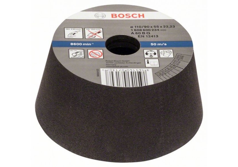 Meule boisseau conique, métal/fonte 90 mm, 110 mm, 55 mm, 60 - 1608600234 - Bosch Meule boisseau conique, métal/fonte 90 mm, 110 mm, 55 mm, 60 - 1608600234 - Bosch