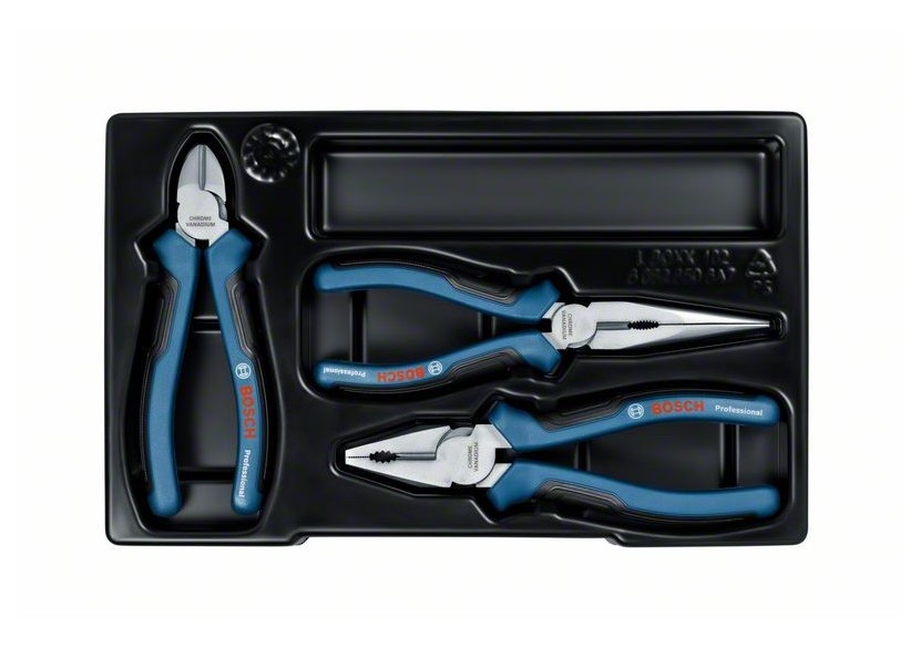 Jeu de pinces : Pince universelle, Pince à long bec,
Pince coupante diagonale - 1600A016BG - Bosch