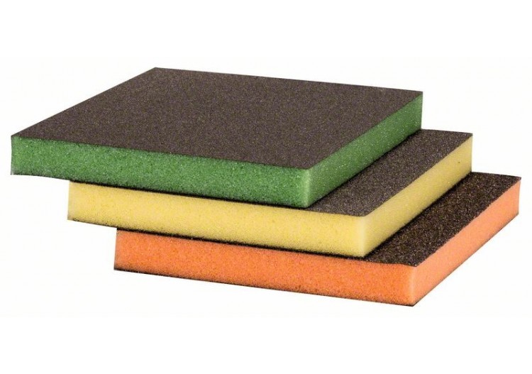 Pack d’éponges abrasives de 3 pièces, contour 120 x 98 x 13 mm, M, F, SF - 2609256F17 - Bosch