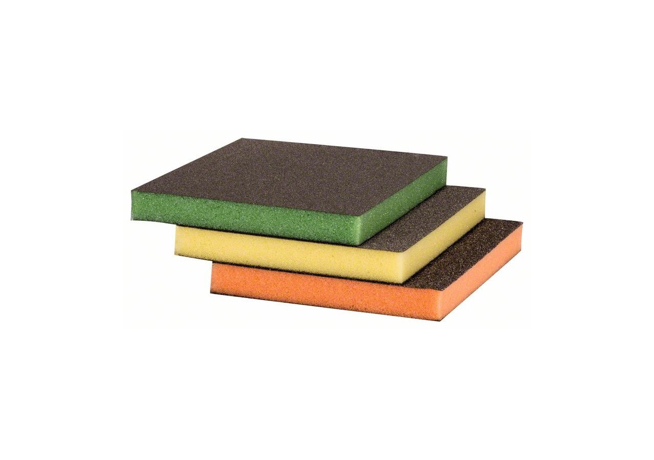 Pack d’éponges abrasives de 3 pièces, contour 120 x 98 x 13 mm, M, F, SF - 2609256F17 - Bosch