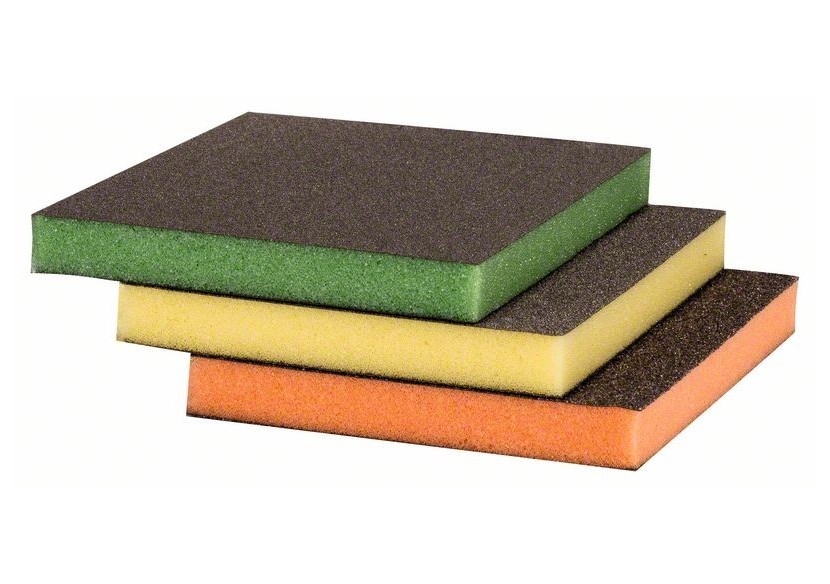 Pack d’éponges abrasives de 3 pièces, contour 120 x 98 x 13 mm, M, F, SF - 2609256F17 - Bosch