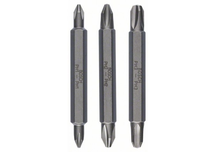 Pack de 3 embouts de tournevis doubles PH1, PH2, PH3, PH1, PH2, PH3 60 mm - 2607001748 - Bosch