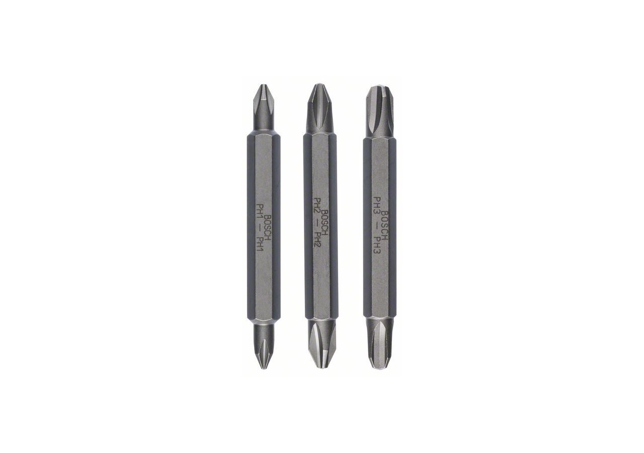 Pack de 3 embouts de tournevis doubles PH1, PH2, PH3, PH1, PH2, PH3 60 mm - 2607001748 - Bosch
