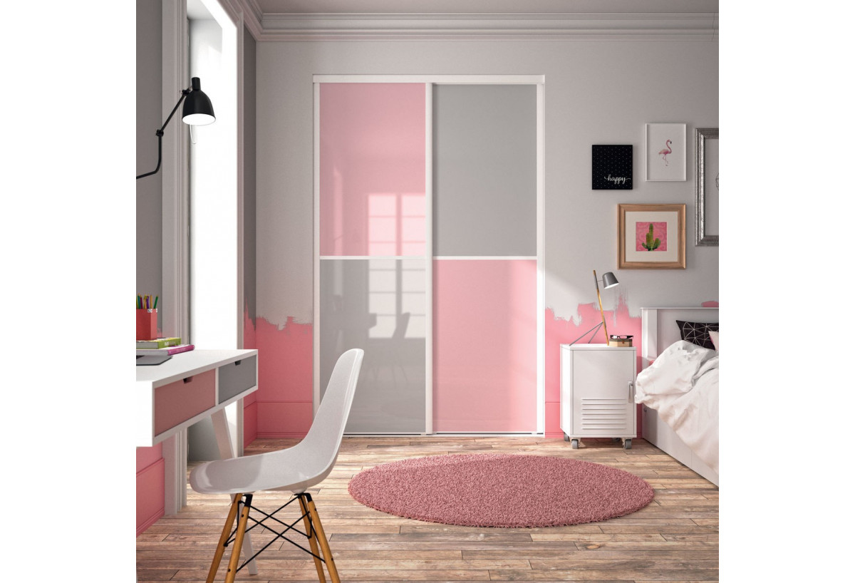 Façade de placard 2 portes coulissante Paris laqué - Kazed : Confort'Mat