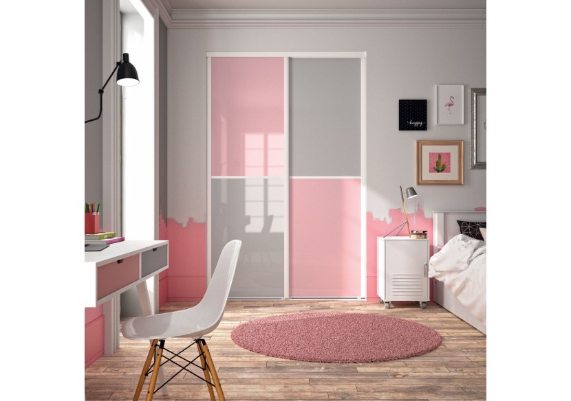 Façade de placard 2 portes coulissante Paris laqué - Kazed : Confort'Mat