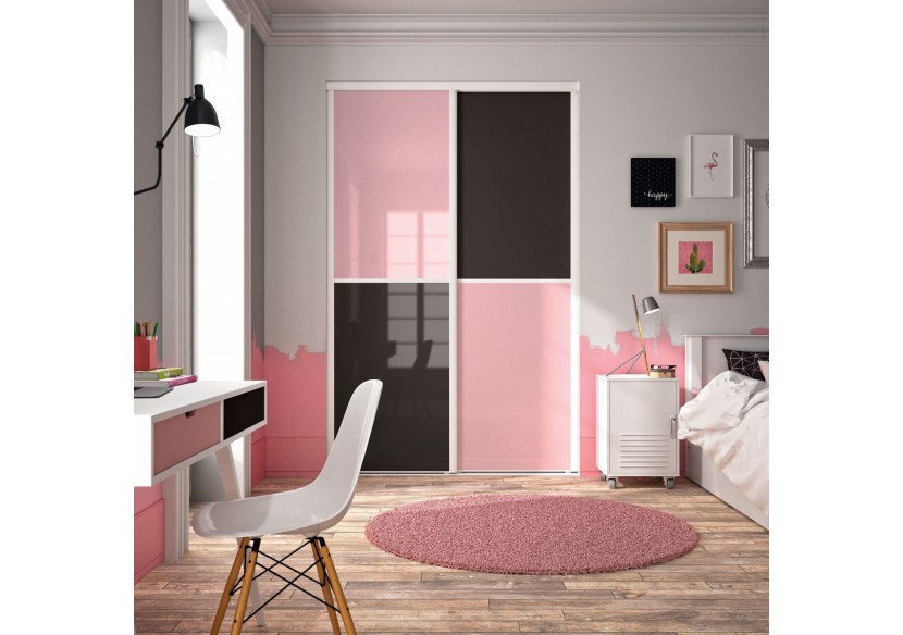 Façade de placard 2 portes coulissante Paris laqué - Kazed : Confort'Mat