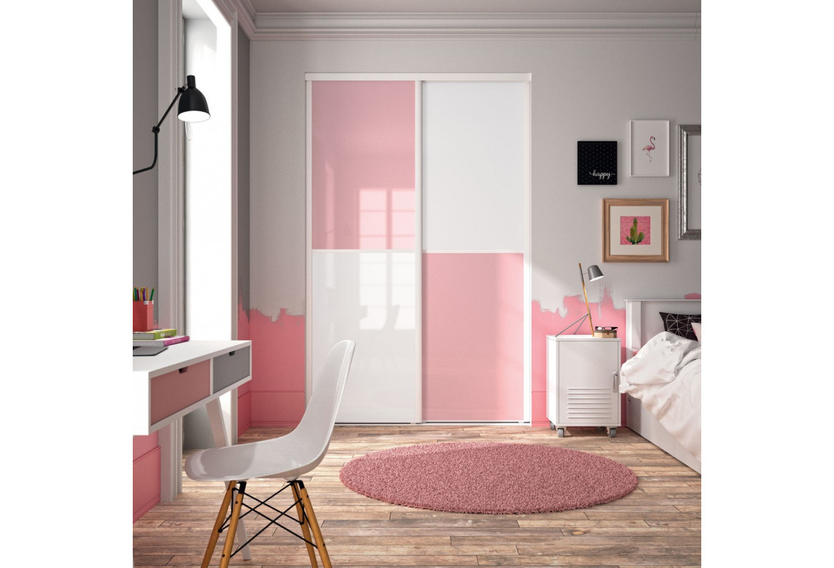 Façade de placard 2 portes coulissante Paris laqué - Kazed : Confort'Mat