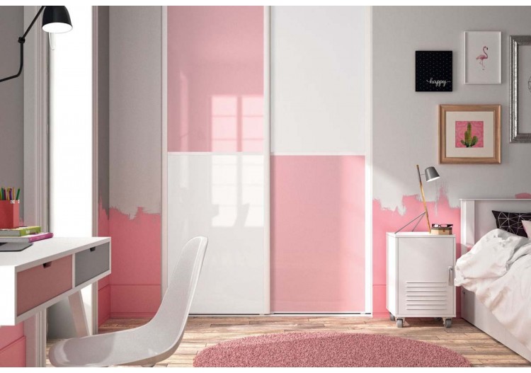 Façade de placard 2 portes coulissante Paris laqué - Kazed : Confort'Mat