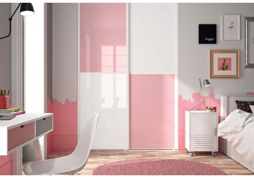 Façade de placard 2 portes coulissante Paris laqué - Kazed : Confort'Mat