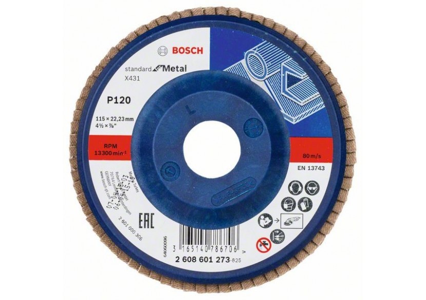 Plateau à lamelles X431, Standard for Metal 115 mm, 22,23 mm, 120 - 2608601273 - Bosch Plateau à lamelles X431, Standard for Metal 115 mm, 22,23 mm, 120 - 2608601273 - Bosch