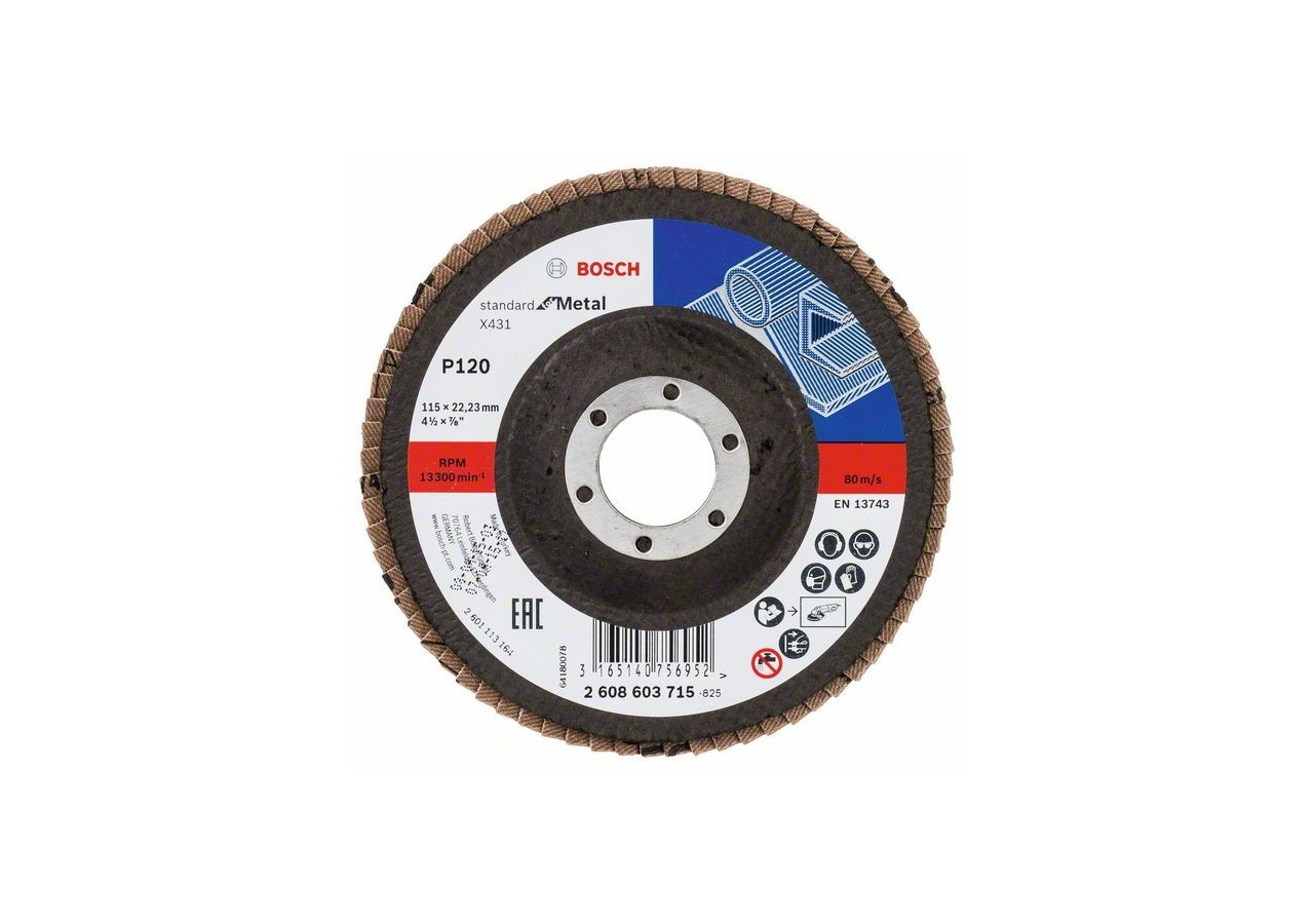 Plateau à lamelles X431, Standard for Metal 115 mm, 22,23 mm, 120 - 2608603715 - Bosch