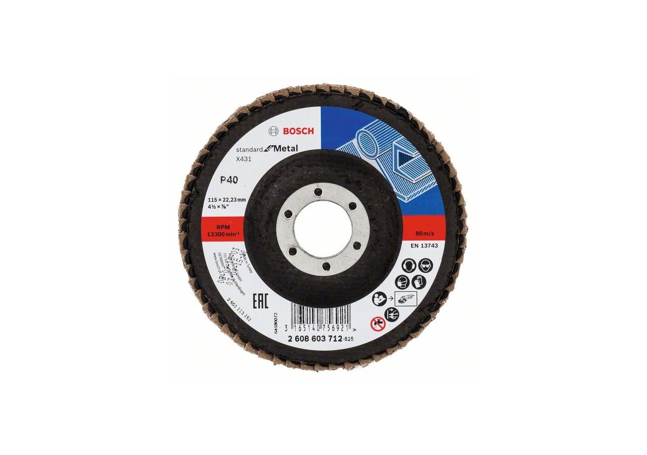 Plateau à lamelles X431, Standard for Metal 115 mm, 22,23 mm, 40 - 2608603712 - Bosch