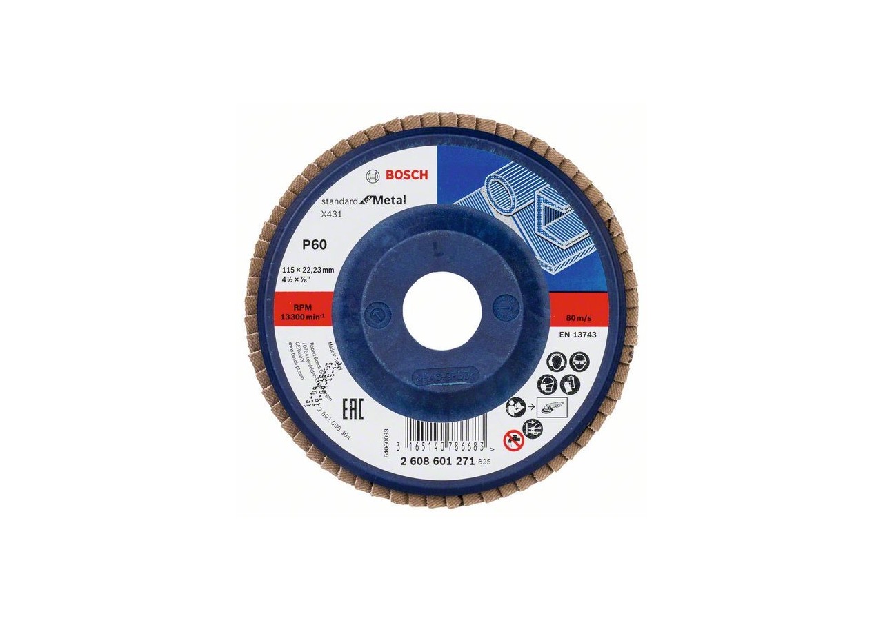 Plateau à lamelles X431, Standard for Metal 115 mm, 22,23 mm, 60 - 2608601271 - Bosch