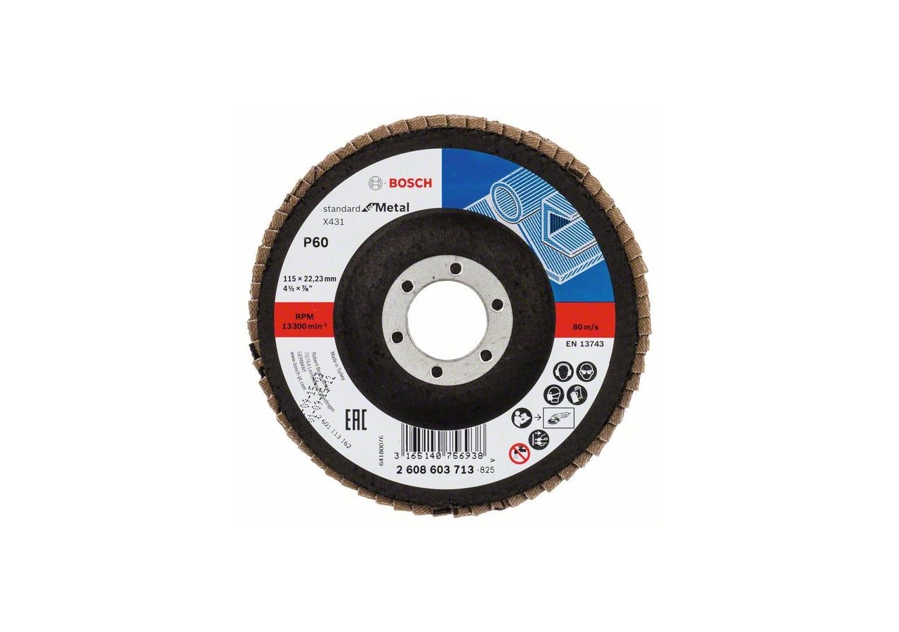 Plateau à lamelles X431, Standard for Metal 115 mm, 22,23 mm, 60 - 2608603713 - Bosch